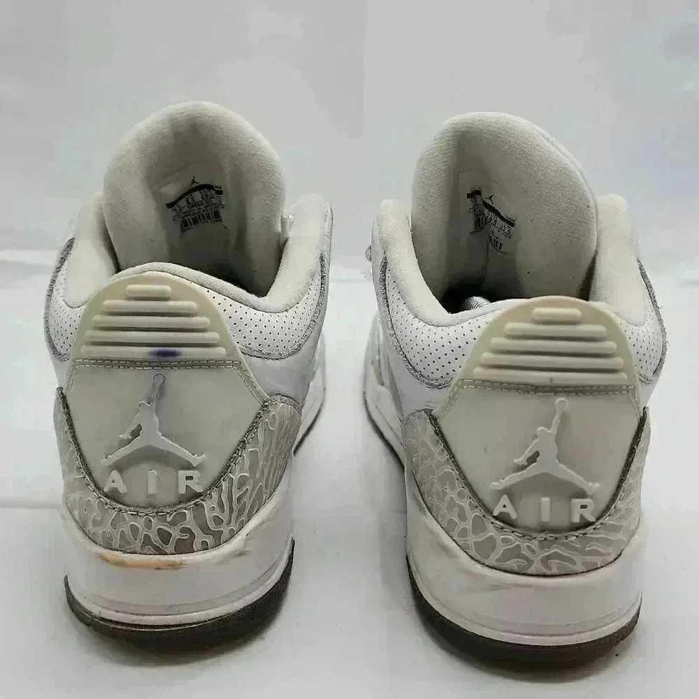 Nike Air Jordan Men's Leather 3 Retro 2018 Sneakers Shoes Triple White Size 7.5 - Picture 6 of 11